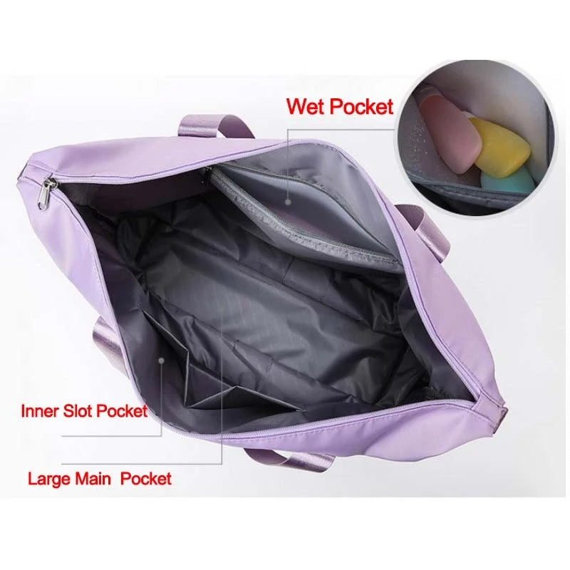 Foldable Storage Travel Bag Waterproof Large Capacity Gym Fitness Bag Weekender Overnight For Women - Trends Mart Club