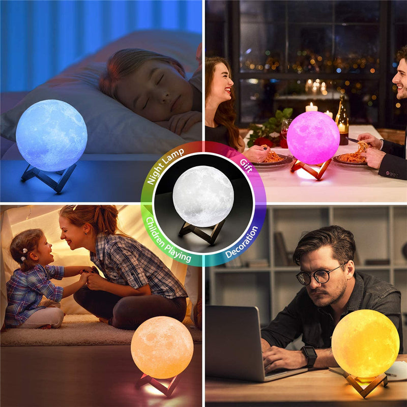 LED Night Lights Moon Lamp 3D Print Moonlight Timeable Dimmable Rechargeable Bedside Table Desk Lamp Children's Leds Night Light - Trends Mart Club