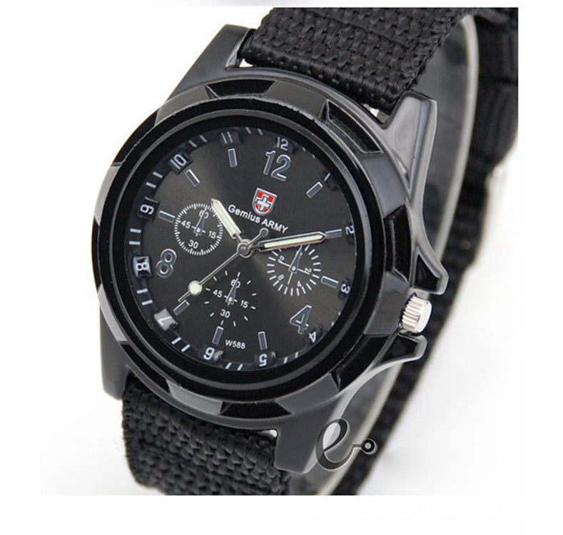 Military Men Gemius Army Sport Round Dial New Quartz Nylon Band Wrist Watch - Trends Mart Club