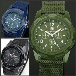 Military Men Gemius Army Sport Round Dial New Quartz Nylon Band Wrist Watch - Trends Mart Club
