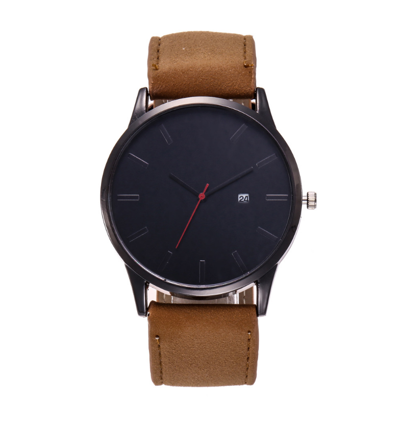 Men watch Fashion Business Large Dial Watch For Men's Matte Belt Simple Quartz Wrist Watch Men clock - Trends Mart Club