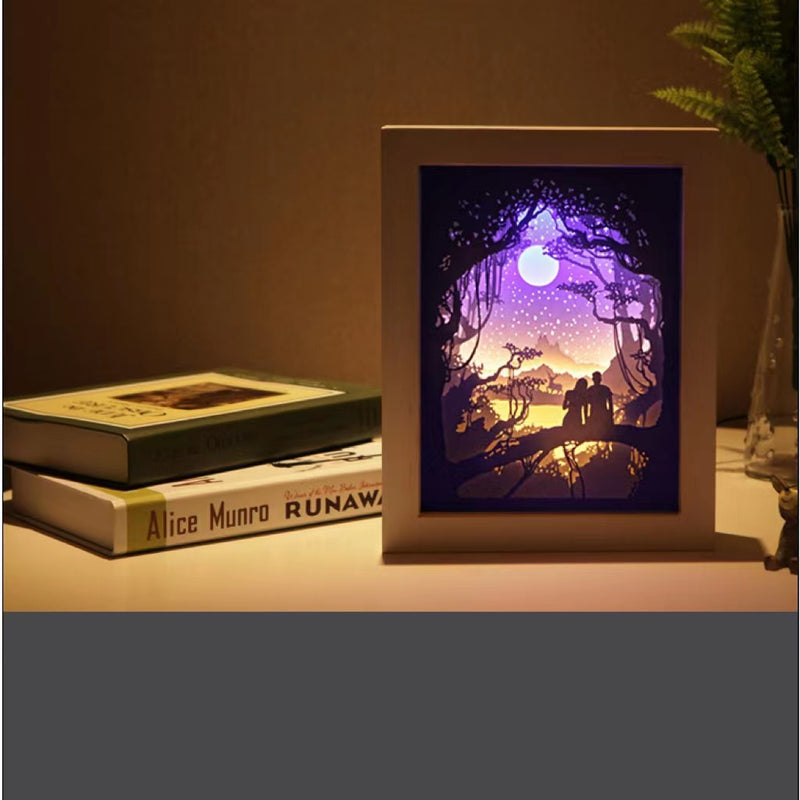 Light And Shadow Paper-cut Lamp Table Lamp Moonlight Lovers Bedside Lamp - Trends Mart Club