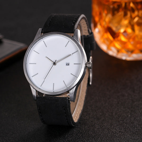 Men watch Fashion Business Large Dial Watch For Men's Matte Belt Simple Quartz Wrist Watch Men clock - Trends Mart Club
