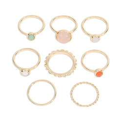 Colorful Stone Metalic Finger Rings Joint Combination Rings For Women Girl Rings - Trends Mart Club