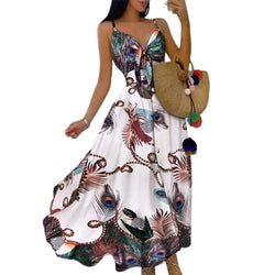 Women&#39;s Sling Long Dresses Summer Floral V-Neck Sleeveless Party Dress Beach Print Maxi Dress Casual Sundress 2021 New Fashion - Trends Mart Club
