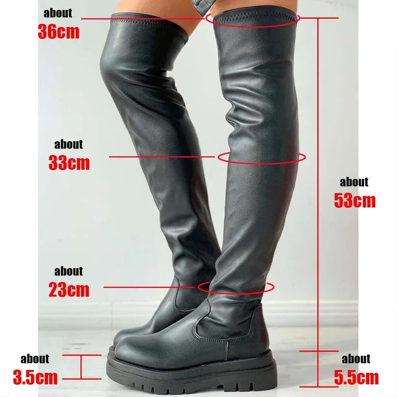 DORATASIA Brand New Female Platform Thigh High Boots Fashion Slim Chunky Heels Over The Knee Boots Women Party Shoes Woman - Trends Mart Club