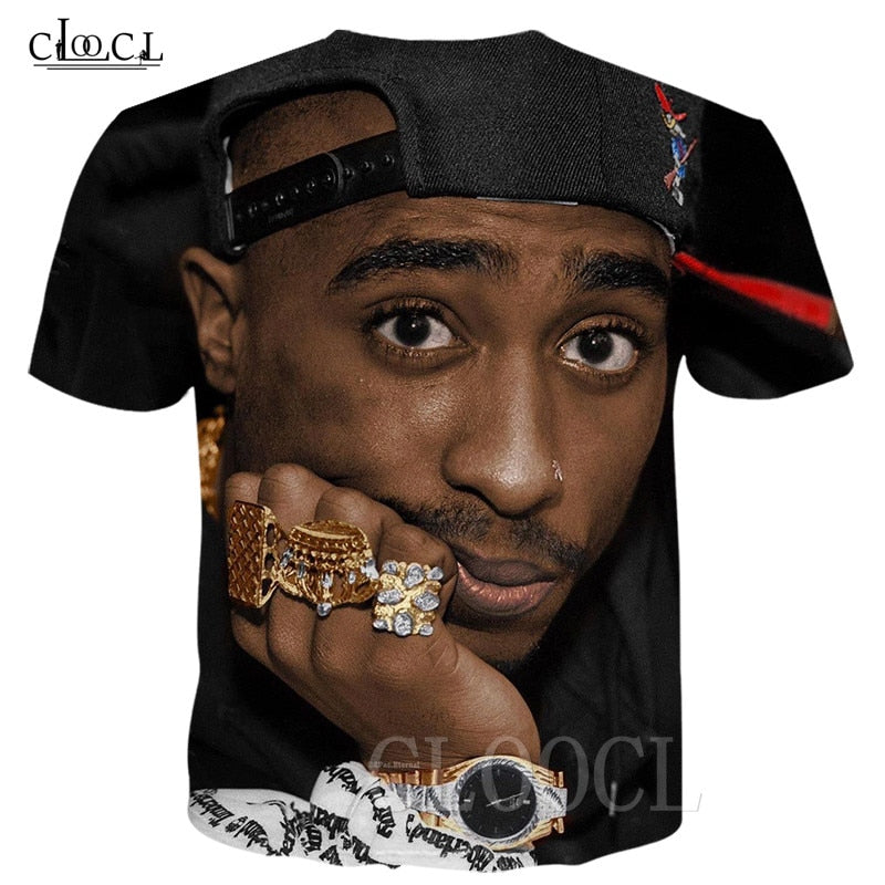 Rock Rapper 2pac T Shirts 3D Print Tupac Amaru Shakur Hip Hop Streetwear T-shirt Men Women Oversized Summer Casual Tee Pullovers - Trends Mart Club