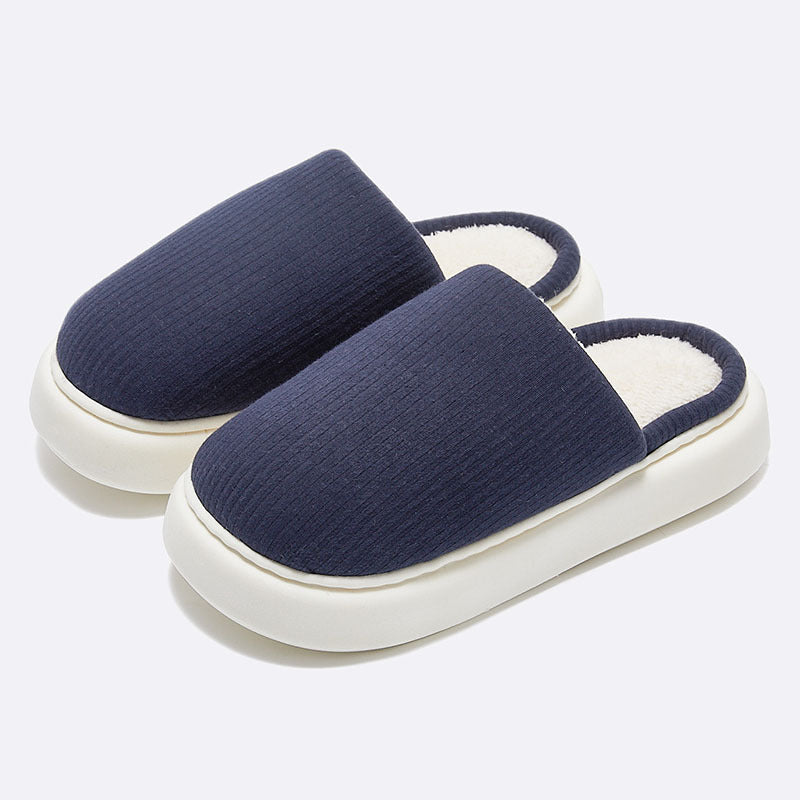 New Simple Pure Color Comfort Knitted Fabric Couple Latex Home Cotton Slippers - Trends Mart Club