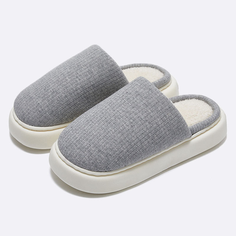 New Simple Pure Color Comfort Knitted Fabric Couple Latex Home Cotton Slippers - Trends Mart Club