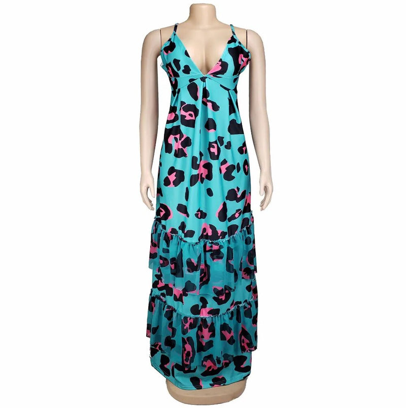 TIAMO CHIC Women&#39;s Bohemian Maxi Dress Summer Casual V Neck Sleeveless Long Dresses Vintage Floral Print Loose Beach Sundress - Trends Mart Club