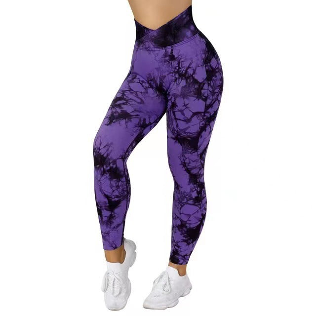 Seamless Tie Dye Leggings Women Yoga Pants Push Up Sport Fitness Running Gym Leggings - Trends Mart Club