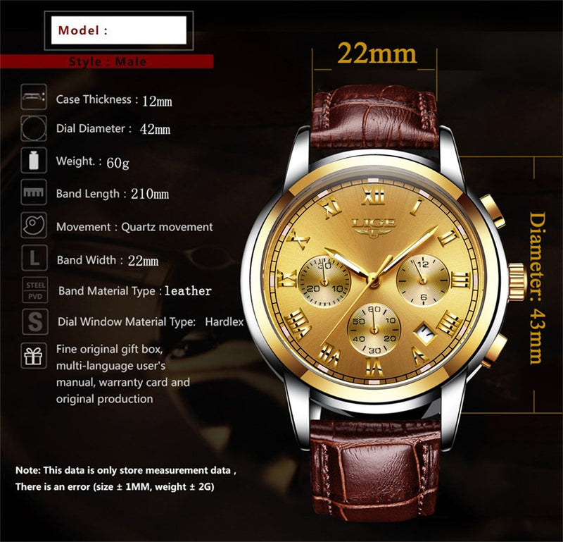 Mens Leather Casual Watch - Trends Mart Club