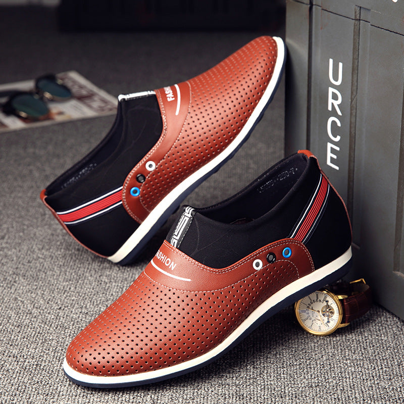 Korean Style Leisure Hollow-out Height Increasing Elevator Shoes For Men - Trends Mart Club