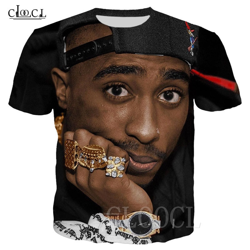 Rock Rapper 2pac T Shirts 3D Print Tupac Amaru Shakur Hip Hop Streetwear T-shirt Men Women Oversized Summer Casual Tee Pullovers - Trends Mart Club