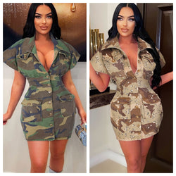 Vintage Camouflage Print Mini Dresses for Women Summer 2023 - Trends Mart Club