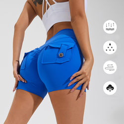 High Waist Hip Lifting Shorts With Pockets Quick Dry Yoga Fitness Sports Pants Women Clothes - Trends Mart Club