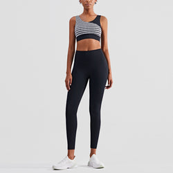Houndstooth Nude Yoga Clothes Fitness Suit Women - Trends Mart Club
